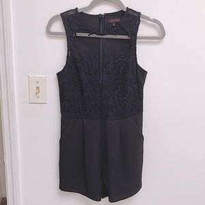 Nasty Gal Black Lace Sheer Romper Size Small (with pockets)